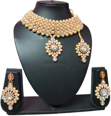 ANRA JEWEL Alloy Gold-plated White, Gold Jewellery Set(Pack of 4)