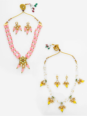 Vermont Brass Gold-plated Yellow, Pink, White Jewellery Set(Pack of 2)
