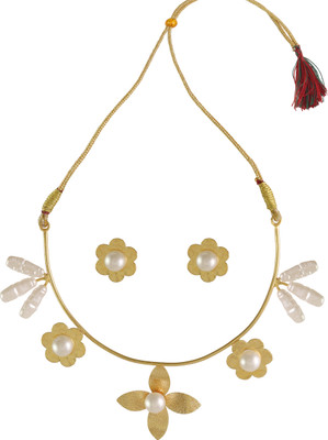 khannak Brass, Mother of Pearl Gold-plated Gold, White Jewellery Set(Pack of 1)
