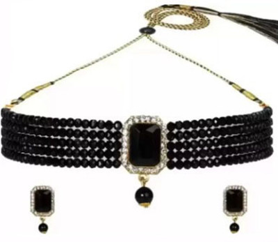 SHRISHTI FASHION Alloy Gold-plated Black Jewellery Set(Pack of 1)