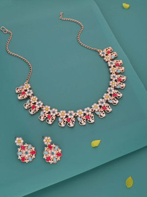 Vedda Brass Gold-plated Rose Gold, Blue, Pink Jewellery Set(Pack of 1)