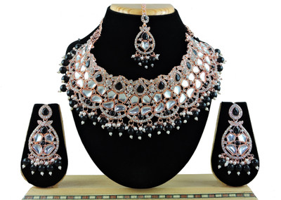VATSALYA creation Alloy Gold-plated Black, Gold Jewellery Set(Pack of 1)