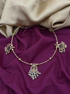 YIMBLI Traditional Wedding Wear Necklace/Jewellery Set For Women and Girls Gold-plated Plated Brass Necklace Set