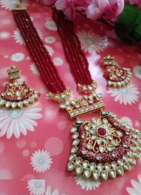 SMDJ JEWL Brass Gold-plated Red Jewellery Set(Pack of 3)