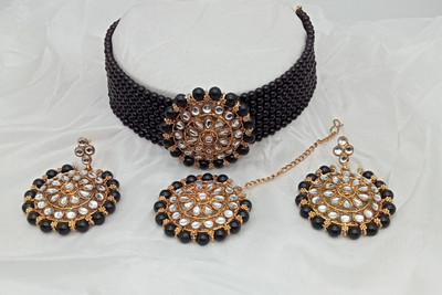 Ruhi Alloy Gold-plated Black, Gold Jewellery Set(Pack of 1)
