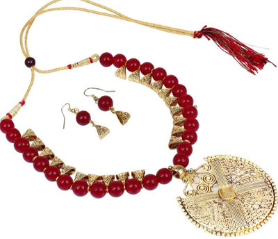 SHYAM Alloy Gold-plated Red Jewellery Set(Pack of 1)