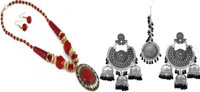 JMBW INTERNATIONAL Alloy Red, Gold, Black, Silver Jewellery Set(Pack of 2)