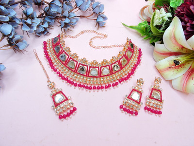 VATSALYA creation Alloy Gold-plated Ruby Red, Silver Jewellery Set(Pack of 1)