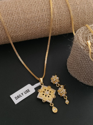 DENISHA Brass Gold-plated Gold Jewellery Set(Pack of 2)