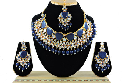 VATSALYA creation Alloy Gold-plated Blue Jewellery Set(Pack of 1)