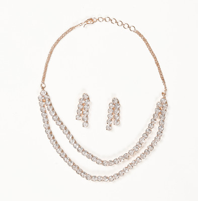 GEMRON JEWEL Brass Rhodium Pink, White Jewellery Set(Pack of 1)