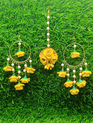 Riya Handcraftejewelry Fabric Yellow Jewellery Set(Pack of 1)