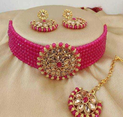 MAYRA TRADING Alloy Pink, Gold Jewellery Set(Pack of 3)