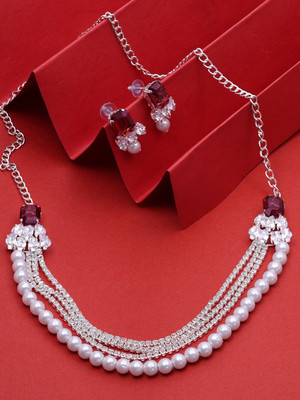 SAIYONI Alloy Silver Red Jewellery Set(Pack of 3)