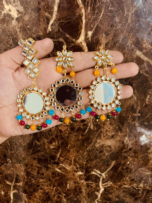 Rudra Metal Silver Multicolor Jewellery Set(Pack of 3)