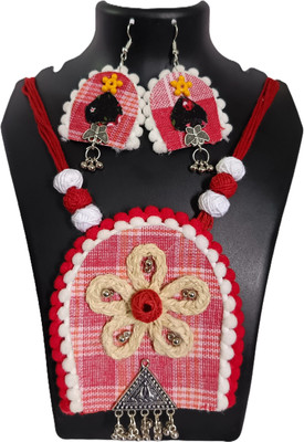 Loknath Handcraft Jute Red Jewellery Set(Pack of 1)