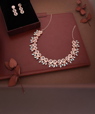 brado jewellery Brass Gold-plated Rose Gold, White, Blue Jewellery Set(Pack of 1)