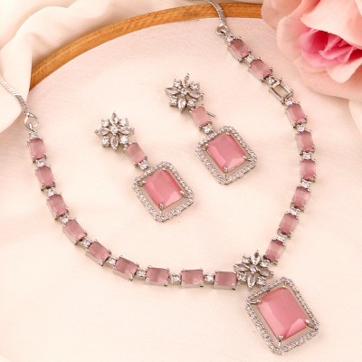 Bhagya Lakshmi Alloy Pink Jewellery Set(Pack of 3)