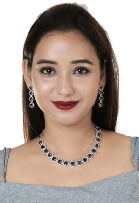 house of common Brass Rhodium Blue Jewellery Set(Pack of 1)