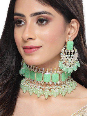Studio Sukkhi Alloy Gold-plated Green Jewellery Set(Pack of 3)