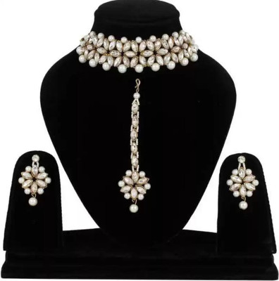 ABHRIK IMITATION Alloy Gold, White Jewellery Set(Pack of 1)