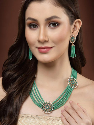 ANOUK Brass Gold-plated Green Jewellery Set(Pack of 3)