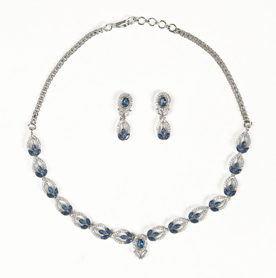 Tarak Traders Brass Rhodium Blue, Silver Jewellery Set(Pack of 1)
