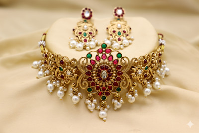 Aditya jewels Alloy Gold-plated Multicolor Jewellery Set(Pack of 1)