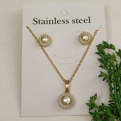 Dham Jewels Alloy Gold-plated White Jewellery Set(Pack of 1)