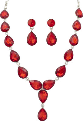 R A Enterprises Alloy Rhodium Red Jewellery Set(Pack of 1)