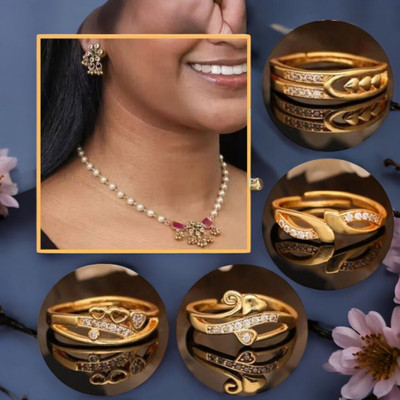 REEWAZIMPERIAL Brass Gold-plated Red, Gold, White Jewellery Set(Pack of 5)
