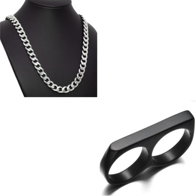 MAATRCHAAYA Stainless Steel Titanium, Sterling Silver Silver, Black Jewellery Set(Pack of 2)