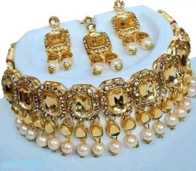 ashlyn creations Crystal Gold Jewellery Set(Pack of 1)