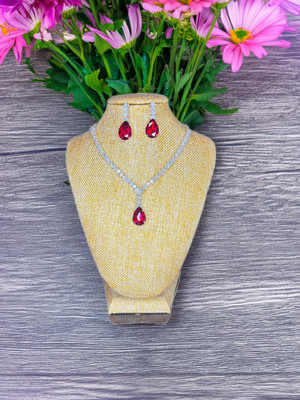 V.V. Sons Alloy Sterling Silver Red, Silver Jewellery Set(Pack of 1)