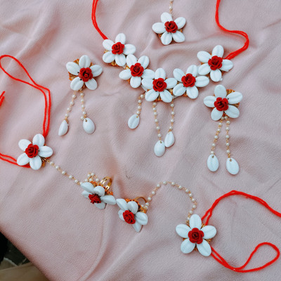 papa ki pari Fabric White, Red Jewellery Set(Pack of 1)