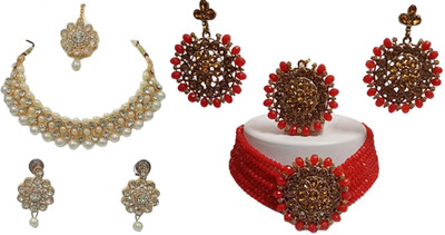 JMBW INTERNATIONAL Alloy White, Red Jewellery Set(Pack of 2)