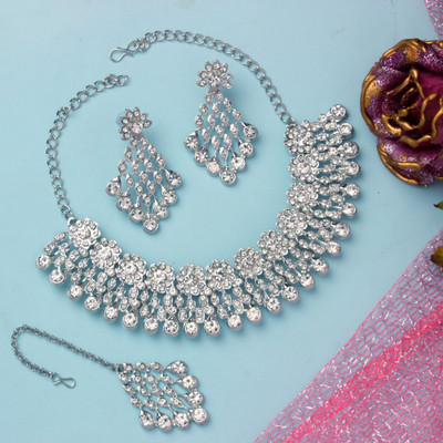 Atasi International Alloy Rhodium Silver, White Jewellery Set(Pack of 1)