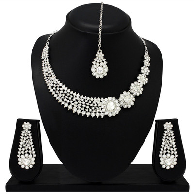 Atasi International Alloy Rhodium Silver, White Jewellery Set(Pack of 1)