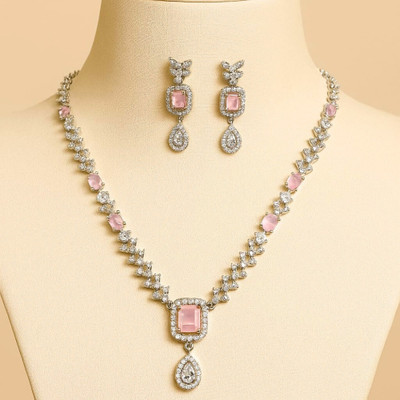 Amoha Lifestyle Alloy Silver Pink, Silver Jewellery Set(Pack of 2)