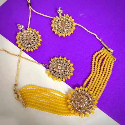 MONKDECOR Alloy Yellow Jewellery Set(Pack of 1)