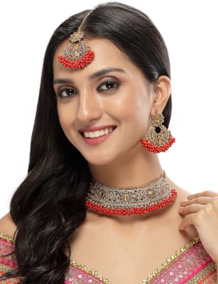 Sukkhi Alloy Gold-plated Red Jewellery Set(Pack of 1)