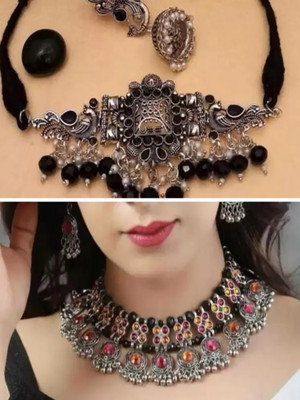 Samridhi DC Oxidised Silver, Alloy Silver Jewellery Set(Pack of 2)