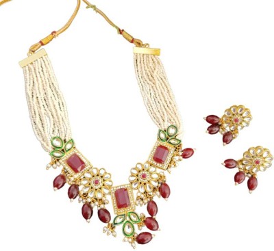 MARWARI TRADERS Metal Gold-plated Red Jewellery Set(Pack of 1)