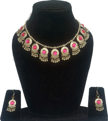 Zooni Collection Alloy Pink, Silver Jewellery Set(Pack of 1)