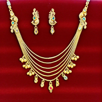 Aroras Bridal & Fashion Jewellery Brass Gold-plated Gold Jewellery Set(Pack of 1)