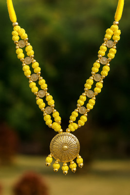 gadbad jhaala Fabric Yellow Jewellery Set(Pack of 1)