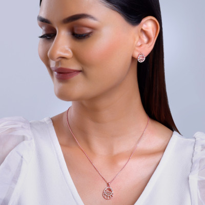 GIVA Sterling Silver Rhodium Rose Gold Jewellery Set(Pack of 1)