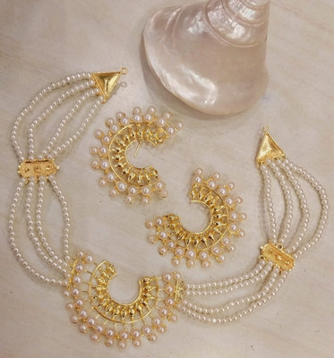 Purabi Brass Gold-plated White, Gold Jewellery Set(Pack of 1)