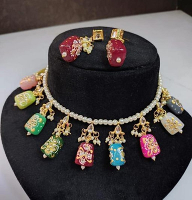 angels jewels Brass Gold-plated Multicolor Jewellery Set(Pack of 1)