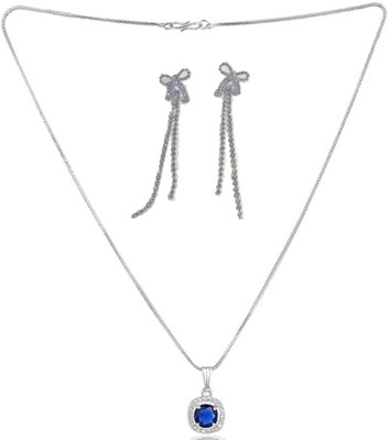 SKG Fashions Stone Blue, Silver Jewellery Set(Pack of 1)